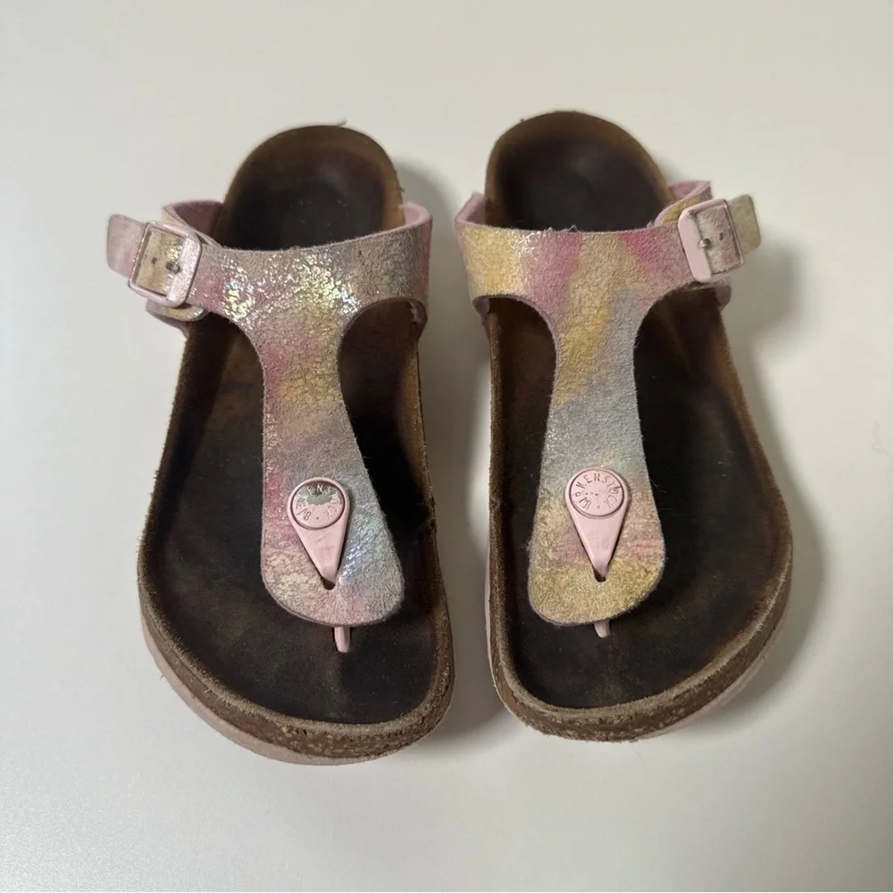 Birkenstock Pink Kids Glittery Sandals Girls Size 33 US Size 2